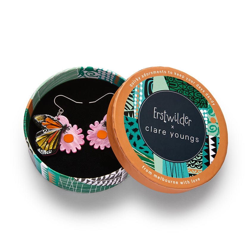 Erstwilder "A Butterfly Named Flutter" Drop Pierced Earrings with Gift Box