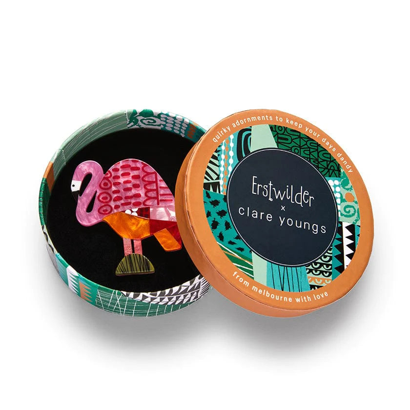 Erstwilder "A Flamingo Named Honk" Brooch with Gift Box ~Designed in Melbourne~