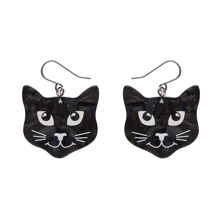 Erstwilder Black Cat Halloween Drop Pierced Earrings Designed in Australia
