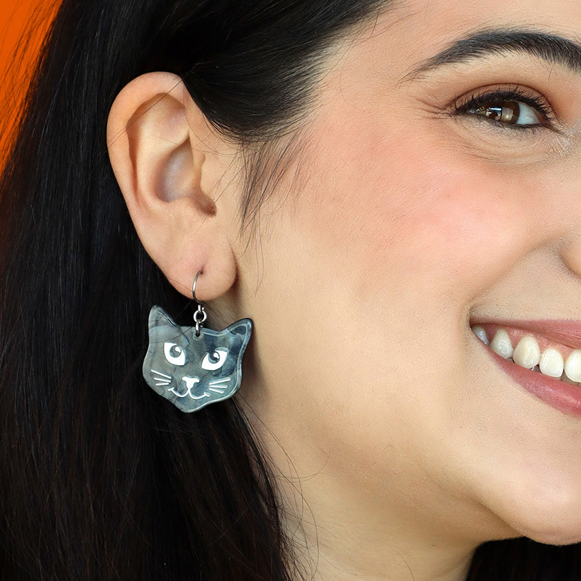 Erstwilder Black Cat Halloween Drop Pierced Earrings Designed in Australia