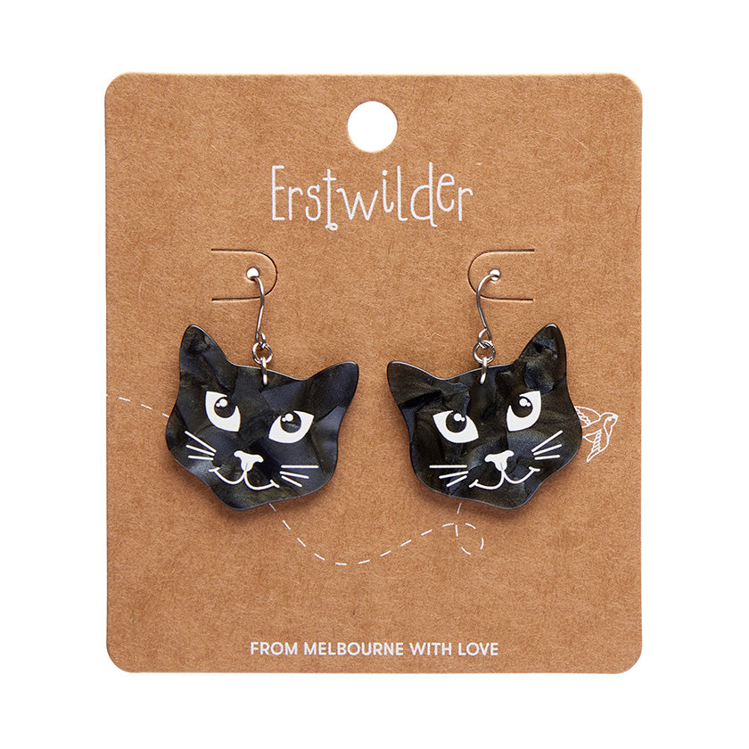 Erstwilder Black Cat Halloween Drop Pierced Earrings Designed in Australia