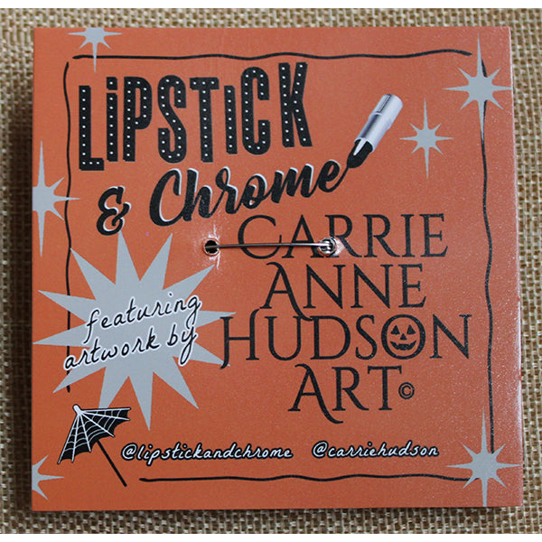 Carrie Hudson x Lipstick & Chrome Black Magic Cat Halloween Tiki Brooch