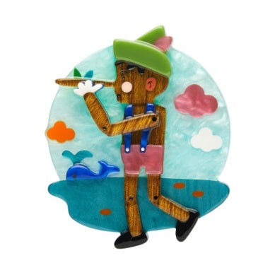 Erstwilder "Boys Don't Lie" Pinocchio Brooch Designed in Melbourne, Australia