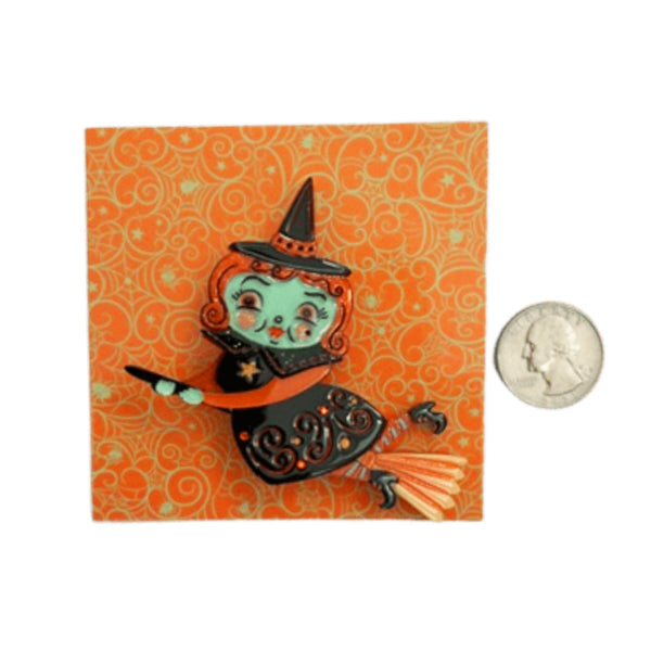 Johanna Parker x Lipstick & Chrome Broomhilda Witch Halloween Brooch