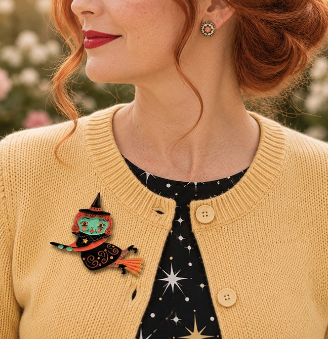 Johanna Parker x Lipstick & Chrome Broomhilda Witch Halloween Brooch