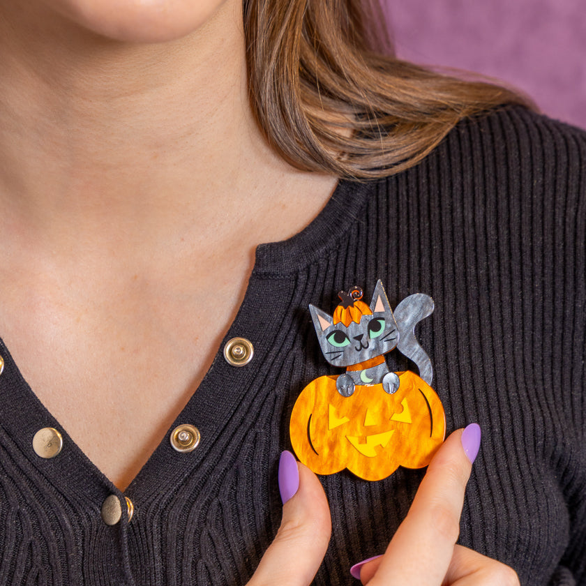 Erstwilder Cat O'Lantern Brooch ~2026 Midnight Mischief Collection~