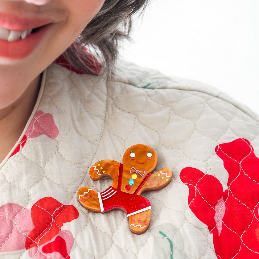 Erstwilder x Pete Cromer Catch Me If You Can Gingerbread Man Brooch ~ Fairy Tales Part 2 Collection ~