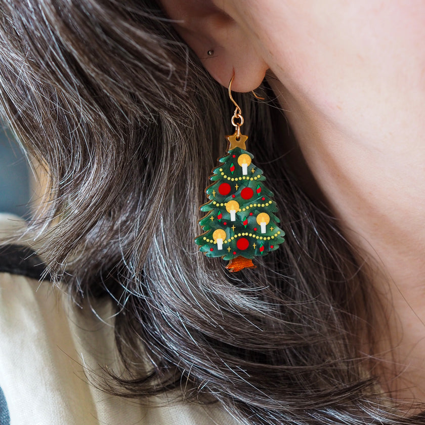 Erstwilder Christmas Tree Centre-Piece Drop Earrings ~Merry Menagerie Collection~