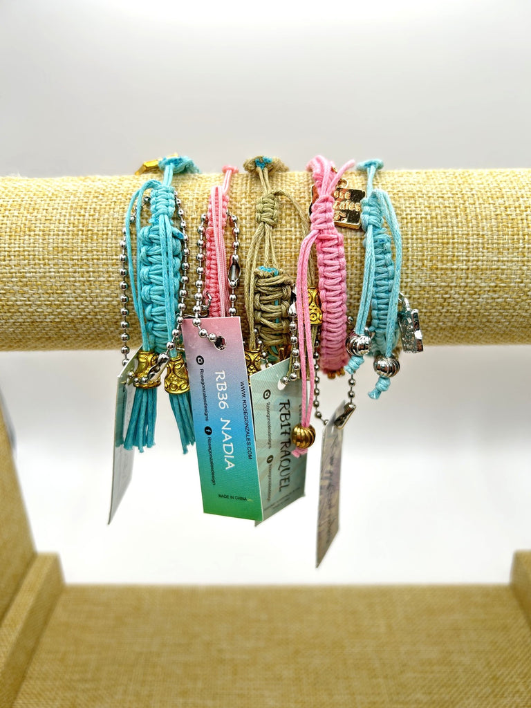 Rose Gonzales Cotton Candy Sky Pink & Blue Collection Set of 5 Woven Bracelets