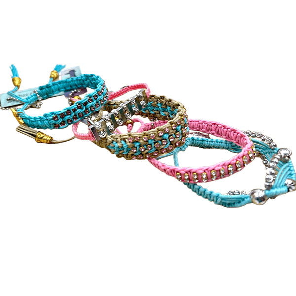 Rose Gonzales Cotton Candy Sky Pink & Blue Collection Set of 5 Woven Bracelets