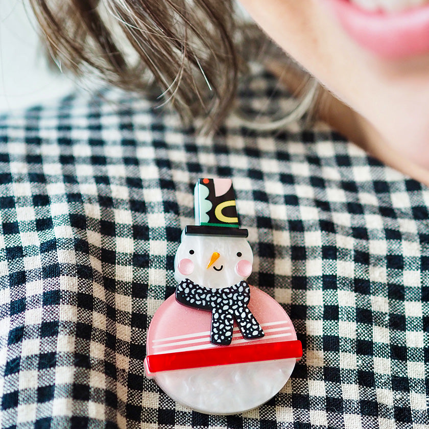 Erstwilder Cozy Christmas Chap Snowman Brooch ~Merry Kitschmas Collection~