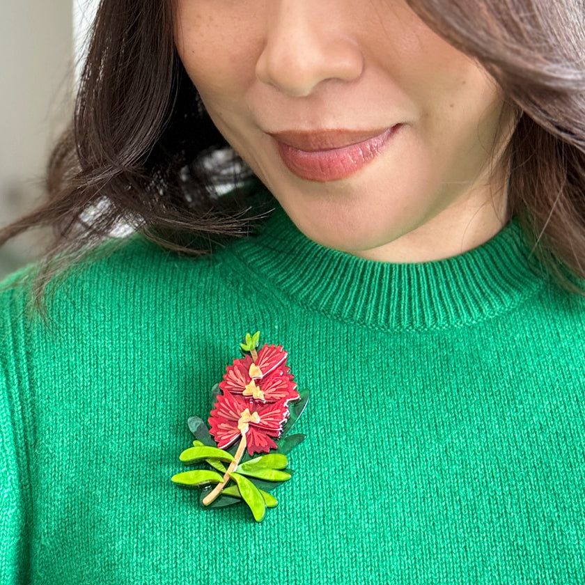 Erstwilder Crimson Bottlebrush Brooch ~Australiana 2025 Collection~