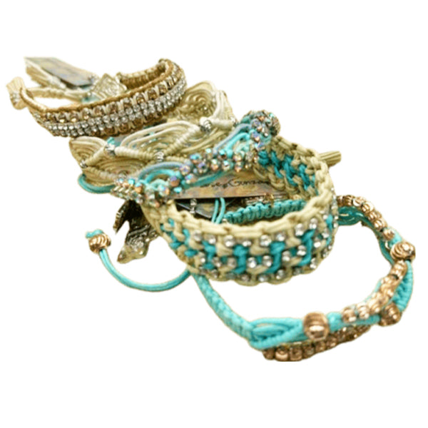 Rose Gonzales Desert Muse Turquoise & Sand Collection Set of 5 Woven Bracelets