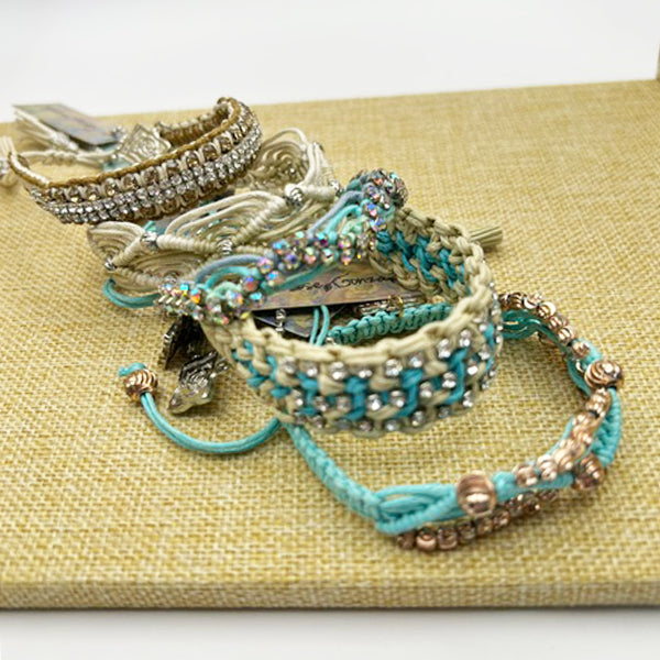 Rose Gonzales Desert Muse Turquoise & Sand Collection Set of 5 Woven Bracelets