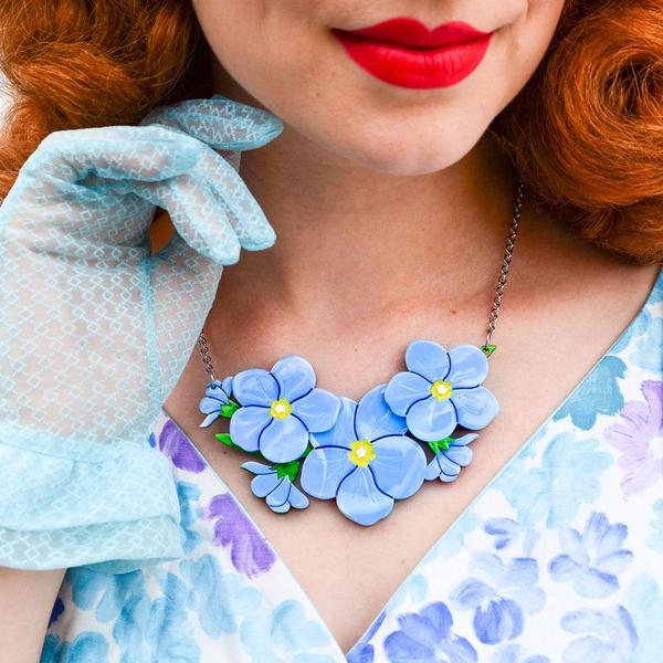 Erstwilder "Don't You Forget About Me" Forget Me Not Flowers Necklace with Gift Box