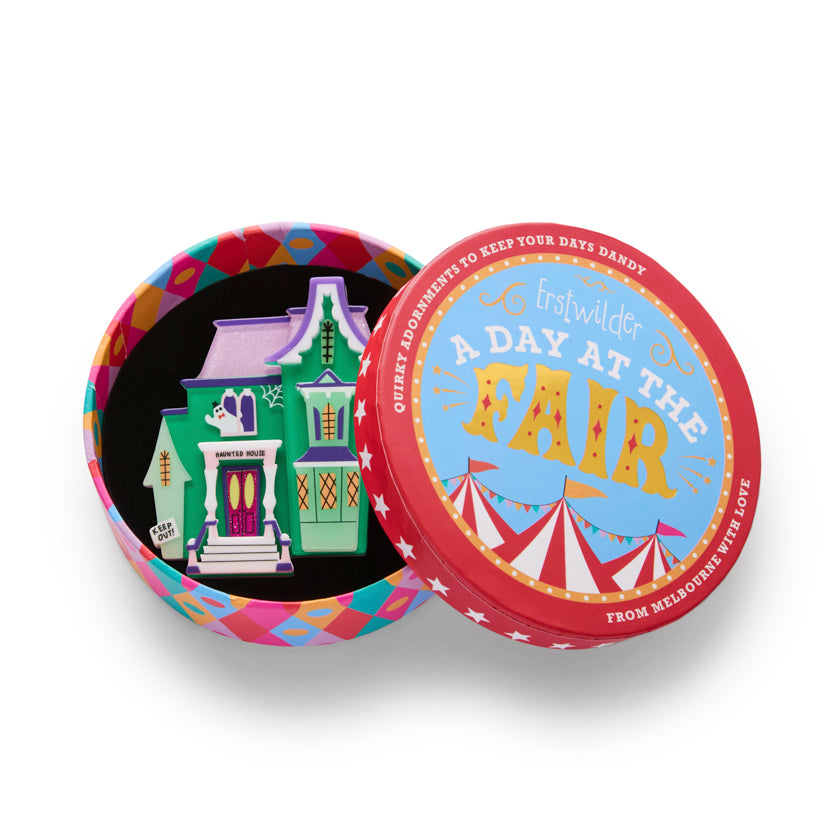 Erstwilder Enter If You Dare Haunted House Brooch with Gift Box ~A Day At The Fair~