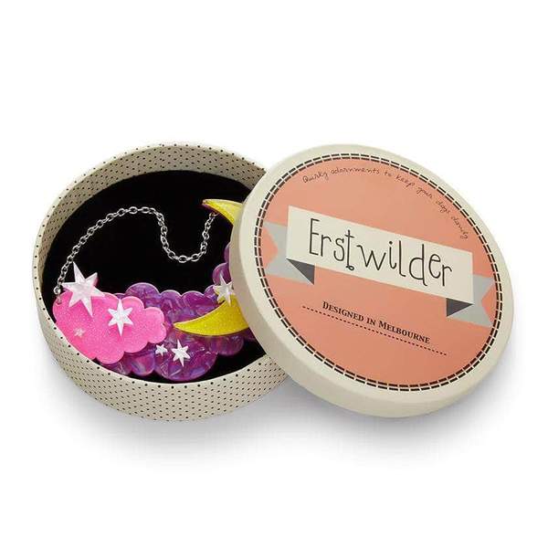 Erstwilder "The Evening Star" Crescent Moon & Clouds Necklace with Gift Box