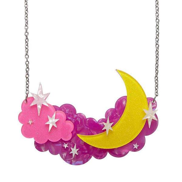 Erstwilder "The Evening Star" Crescent Moon & Clouds Necklace with Gift Box