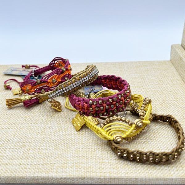 Rose Gonzales Fall Festival Burgundy & Gold Collection Set of 5 Woven Bracelets