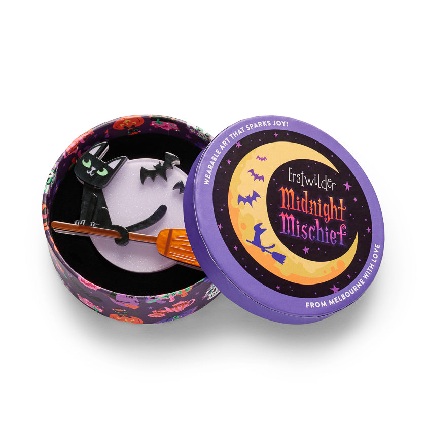 Erstwilder Familiar Flight Black Cat Brooch ~2026 Midnight Mischief Collection~