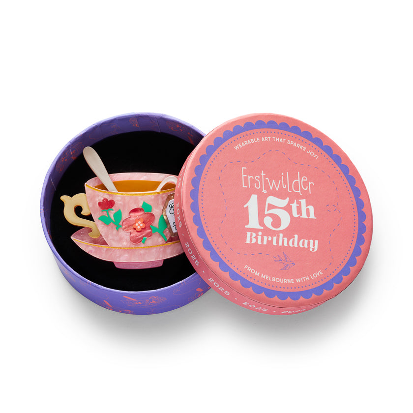 Erstwilder Fancy A Cuppa Tea Cup Brooch ~15th Birthday Fan Favorites Collection~