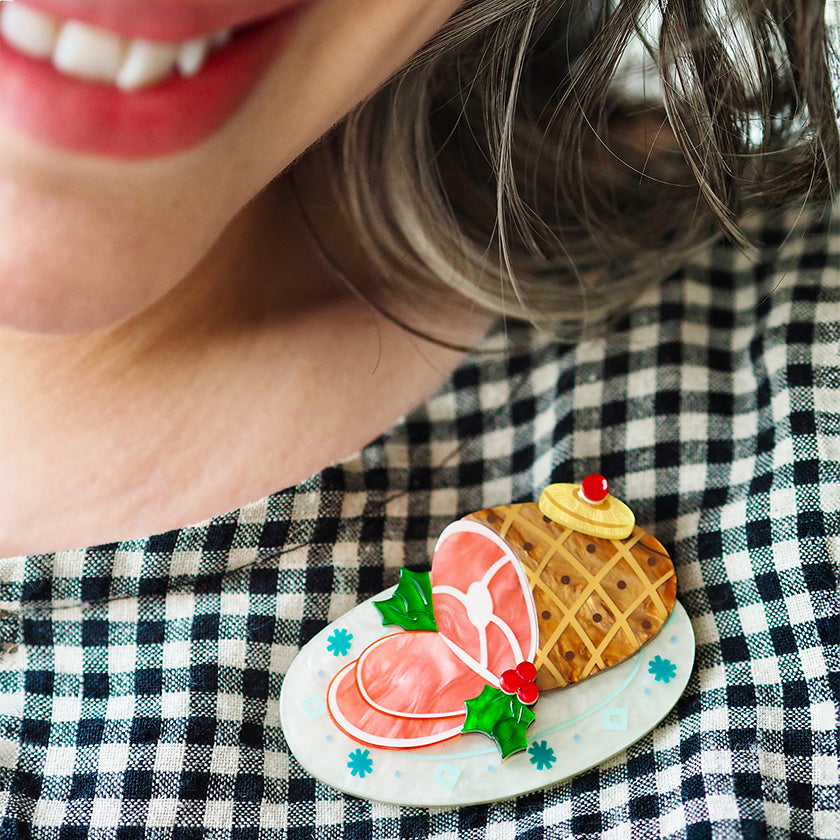 Erstwilder Feast Centrepiece Christmas Ham Brooch ~Merry Kitschmas Collection~