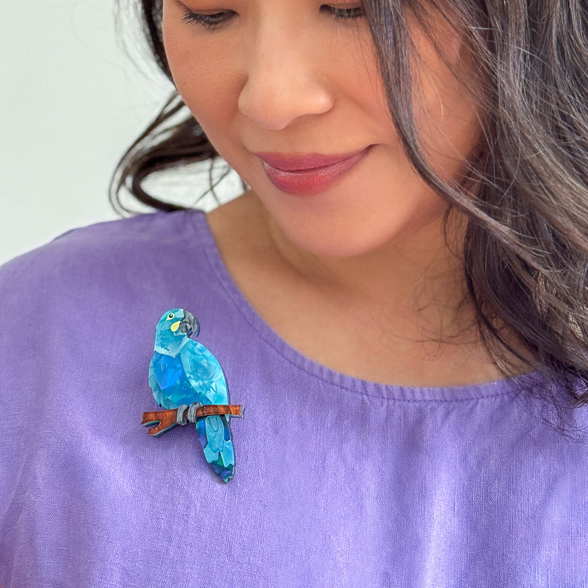 Erstwilder Glaucous Macaw Parrot Brooch ~ 2026 The Rarest Kind Collection ~