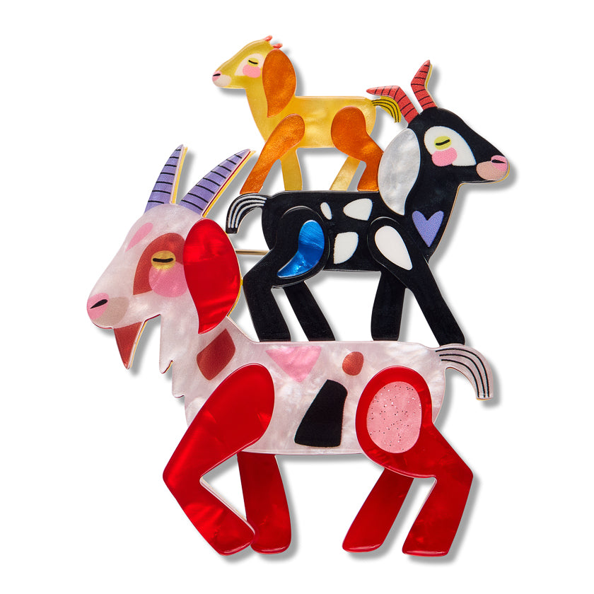 Erstwilder x Pete Cromer Goat Goals Three Goats Brooch ~ Fairy Tales Part 2 Collection ~