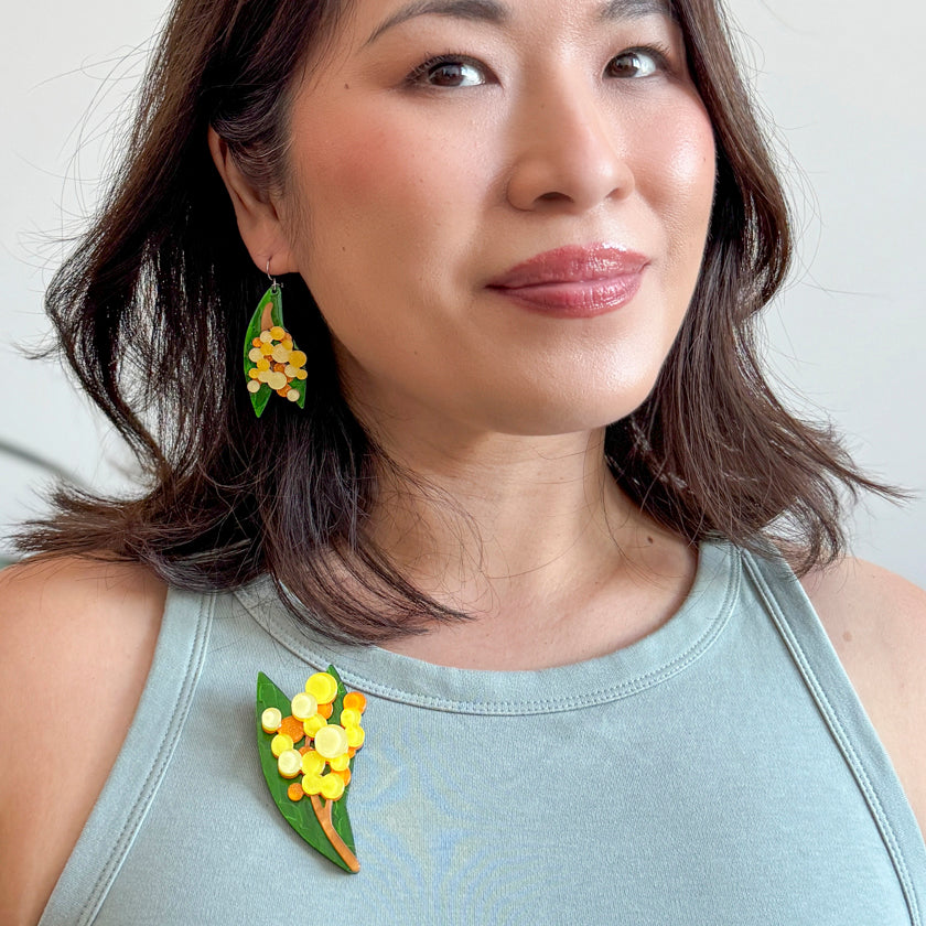 Erstwilder Golden Wattle Flower Brooch ~Australiana 2025 Collection~