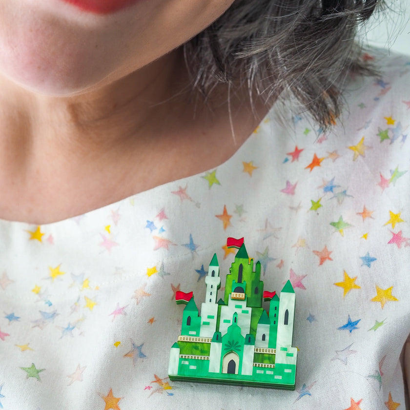 Erstwilder x Pete Cromer In a Land Far Away Green Castle Brooch *GIFT WITH PURCHASE ONLY*