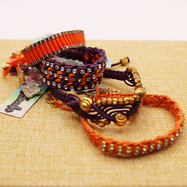 Rose Gonzales Halloween Party Orange Purple Collection Set of 4 Woven Bracelets