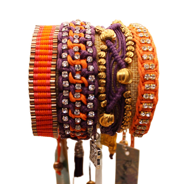Rose Gonzales Halloween Party Orange Purple Collection Set of 4 Woven Bracelets