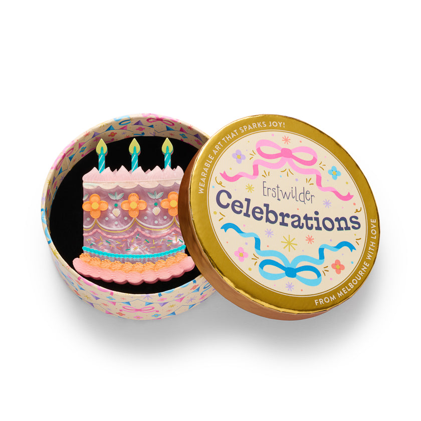 Erstwilder Hip Hip Hooray Birthday Cake Brooch ~2026 Celebrations Collection~