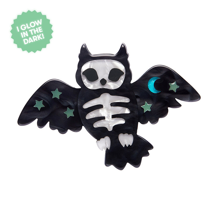 Erstwilder Hoot and Haunt Owl Glow in the Dark Brooch Designed in Australia