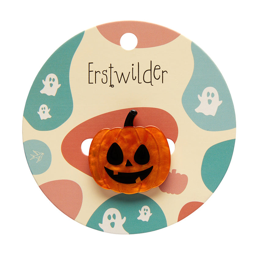 Erstwilder Jack O Lantern Pumpkin Halloween Mini Brooch Designed in Australia