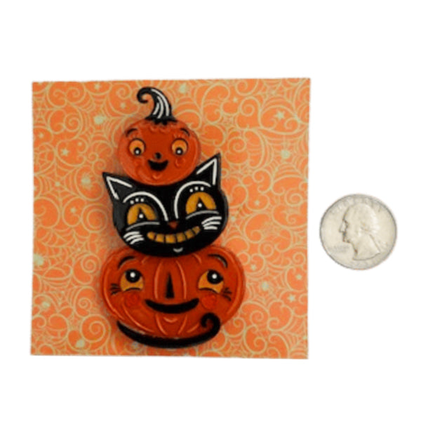 Johanna Parker x Lipstick & Chrome Jolly Jack Pumpkin Stack Halloween Brooch