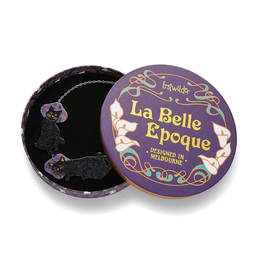 Erstwilder "Le Chat Miaule" Black Cats Necklace with Gift Box