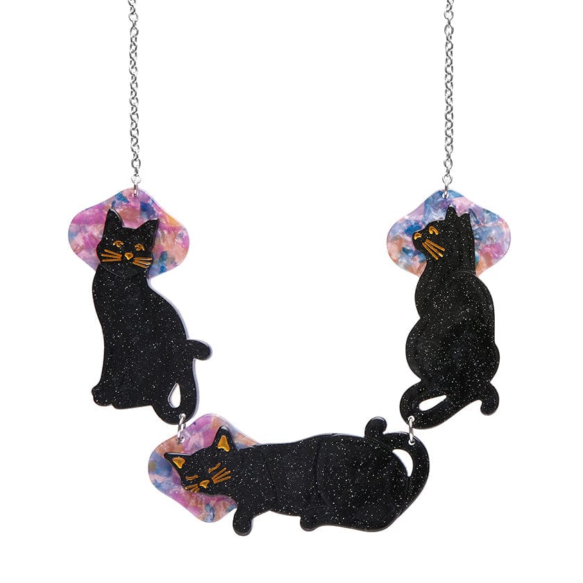 Erstwilder "Le Chat Miaule" Black Cats Necklace with Gift Box