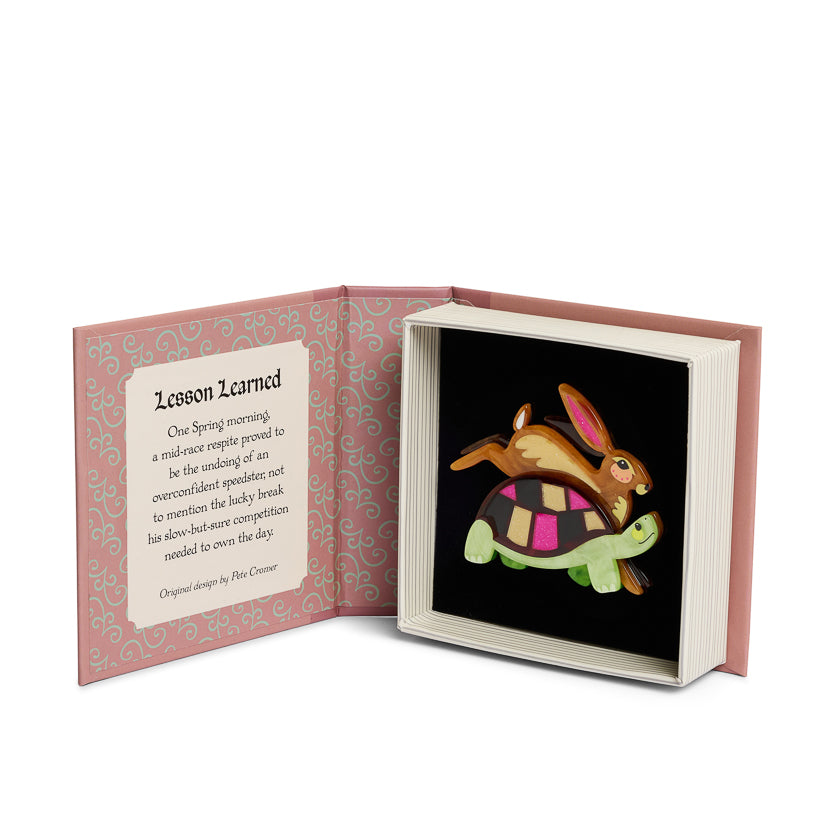Erstwilder x Pete Cromer Lesson Learned Tortoise & Hare Brooch ~ Fairy Tales Part 2 Collection ~