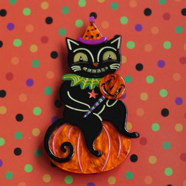 Johanna Parker x Lipstick & Chrome Lolligager #3 Black Cat Halloween Brooch