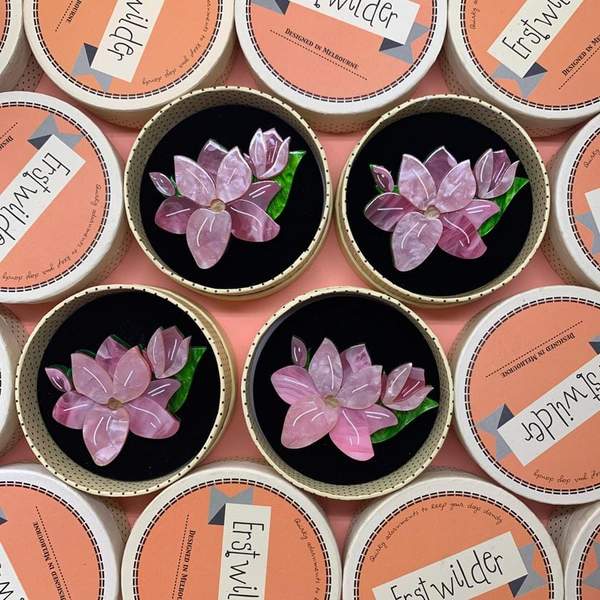 Erstwilder "Magnificent Magnolia" Flower Brooch Designed in Melbourne, Australia