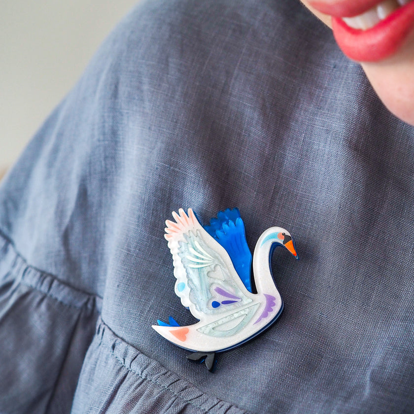 Erstwilder x Pete Cromer Maiden Curse Swan Brooch ~ Fairy Tales Part 2 Collection ~