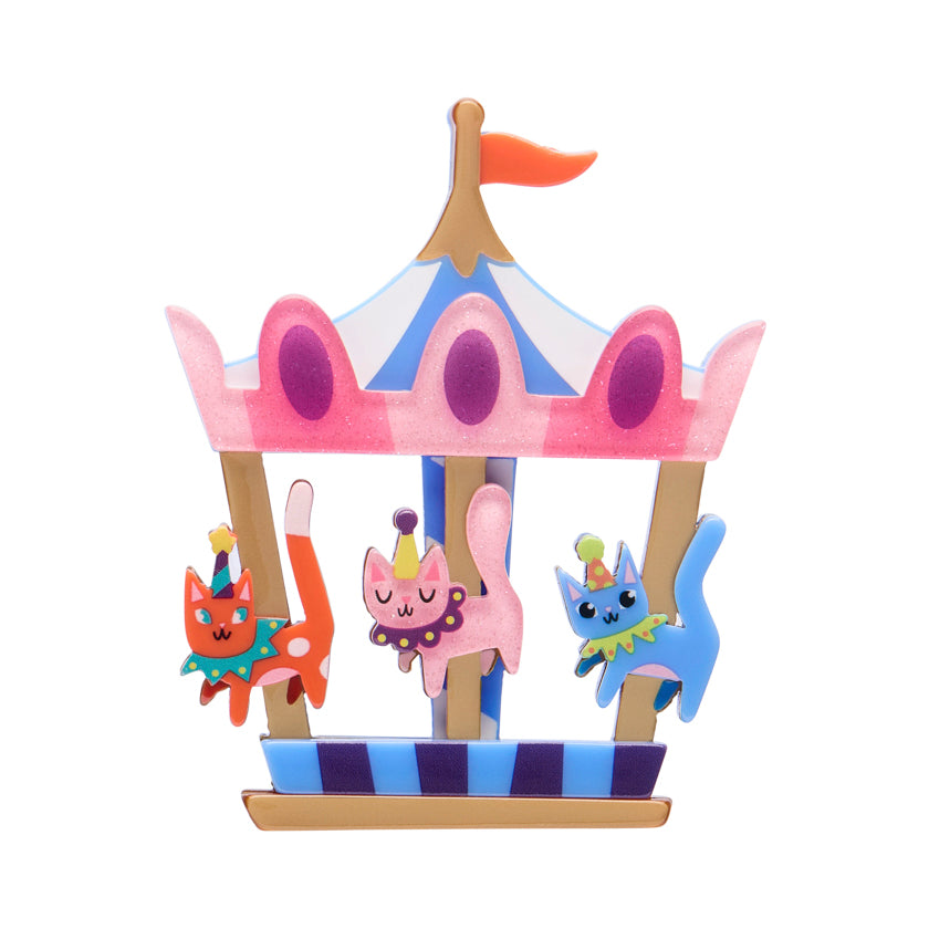 Erstwilder Meowy Go-Round Brooch with Gift Box  ~A Day At The Fair~