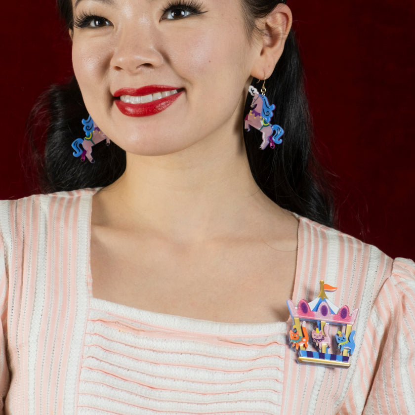 Erstwilder Meowy Go-Round Brooch with Gift Box  ~A Day At The Fair~