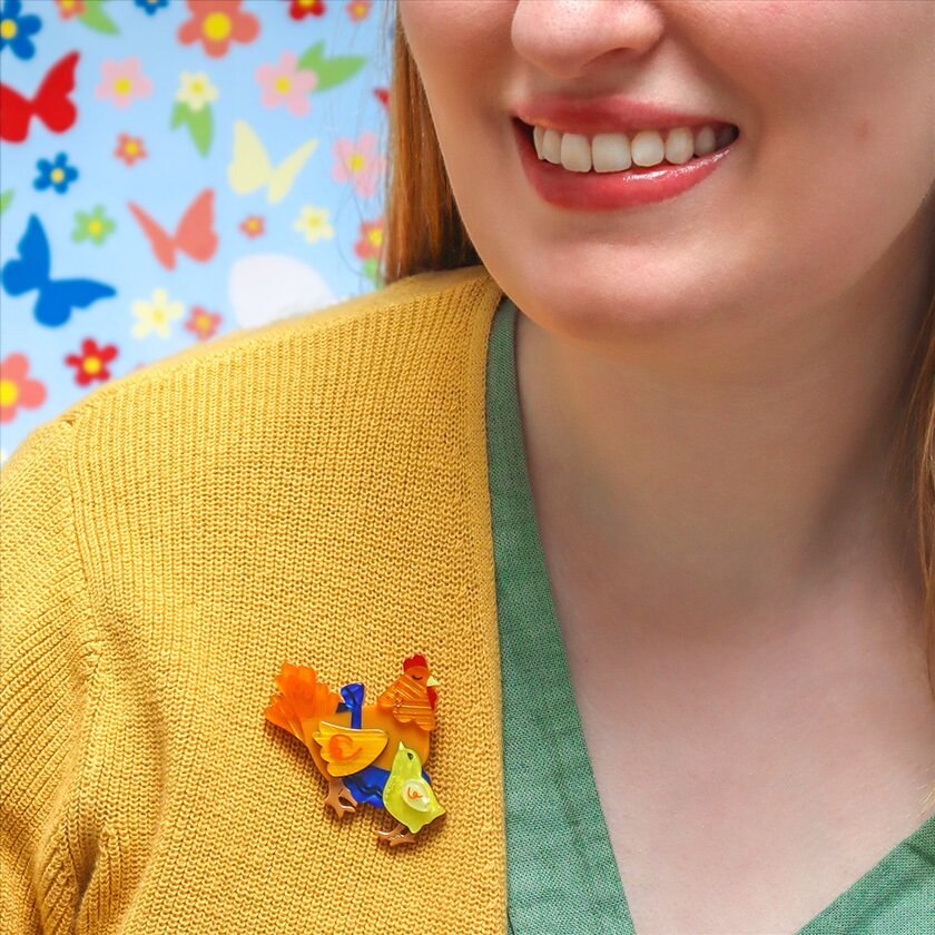 Erstwilder "Mother Hen Knows Best" Hen & Chick Brooch with Gift Box ~Designed in Melbourne~
