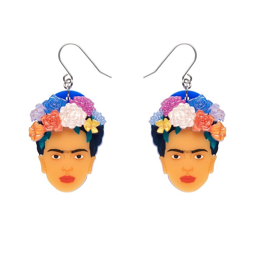 Erstwilder "My Own Muse Frida" Frida Kahlo Drop Pierced Earrings with Gift Box