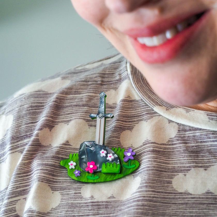 Erstwilder x Pete Cromer Once and Future Sword in the Stone Brooch ~ Fairy Tales Part 2 Collection ~