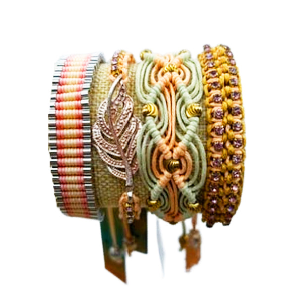Rose Gonzales Peach Serenity Pink Sand Collection Set of 4 Woven Bracelets