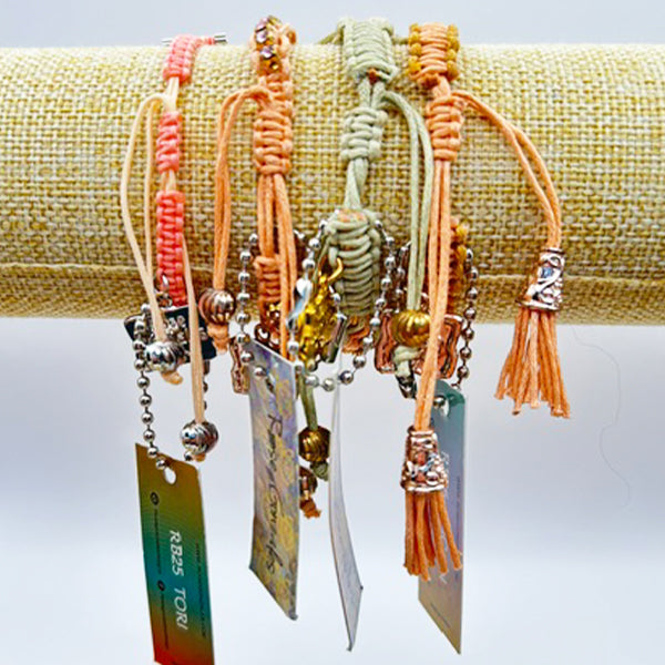 Rose Gonzales Peach Serenity Pink Sand Collection Set of 4 Woven Bracelets