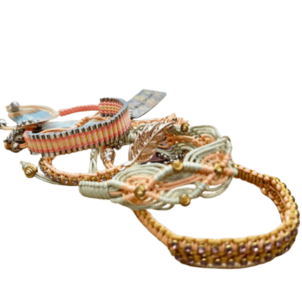 Rose Gonzales Peach Serenity Pink Sand Collection Set of 4 Woven Bracelets